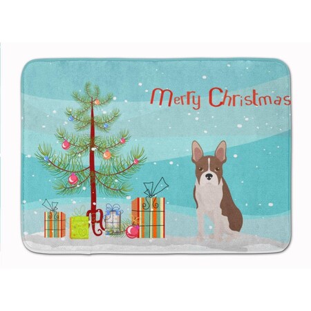Carolines Treasures Boston Terrier Christmas Tree Machine Washable Memory Foam Mat CK3493RUG